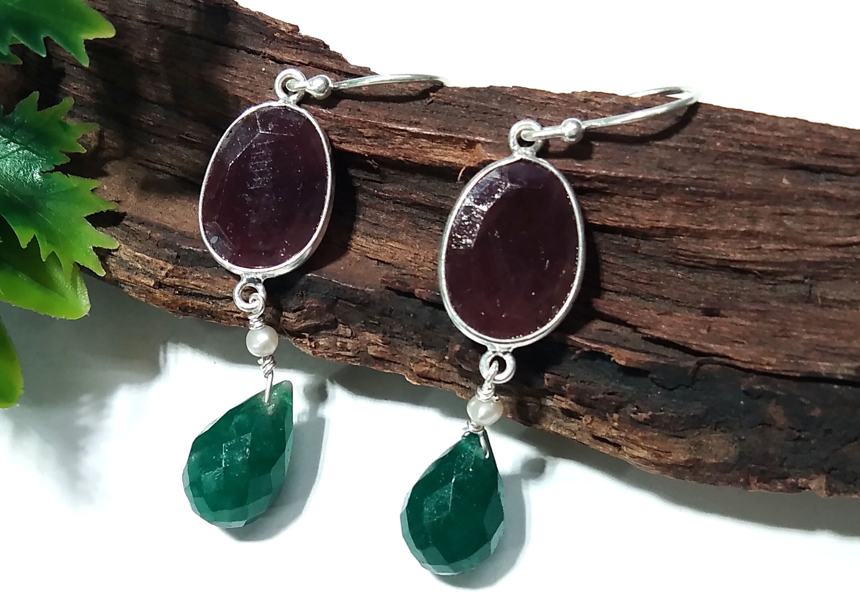Beautiful Green Onyx & Smoky Quartz Gemstone Earring, Natural Gemstone Faceted With 925 Starling Silver Earring, Handmade Bezel Earring.